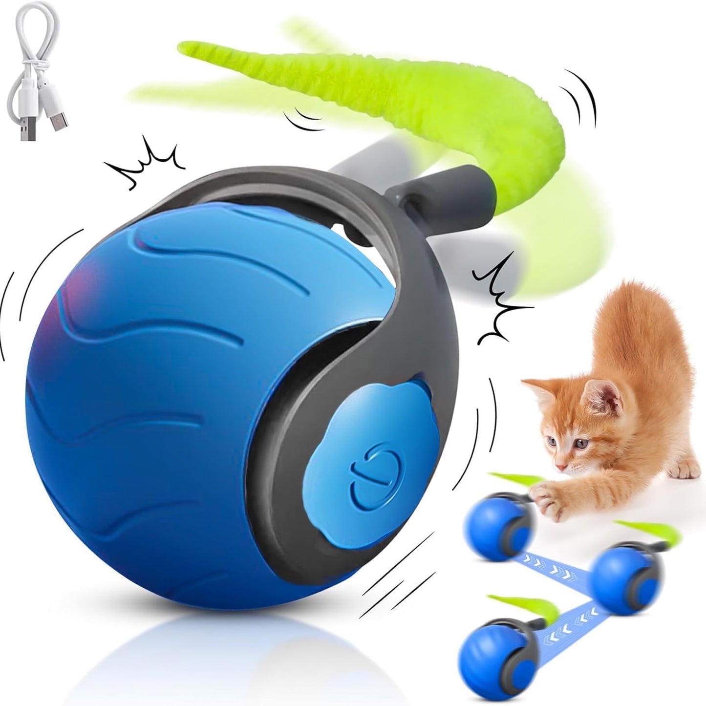 Interactive Cat Toy Automatic Cat Teasing Toy Ball for Cats to Enjoy Themselves Relieve Boredom Artifact with Rope
