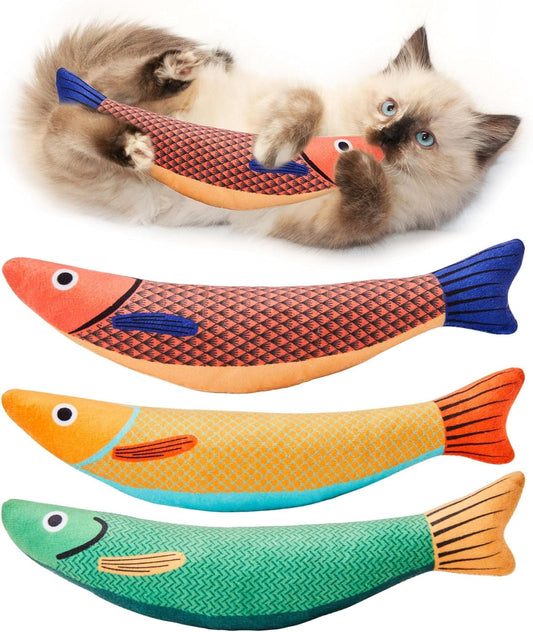 Havenfly Cat Toys Saury Fish, 3 Pack Catnip Crinkle Sound Toys Soft and Durable,  for Indoor Kitten Exercise 9.4 inches for All Breeds